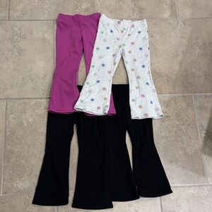 Kids Flared Bottoms Set - Black, Purple, White Floral